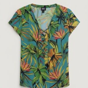INC Top Large Floral Tropical Multicolored